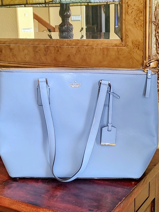 kate spade Handbags - kate spade light blue leather tote. Excellent Condition.